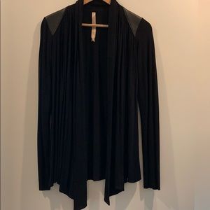 Faux leather and cotton black Bailey 44 cardigan